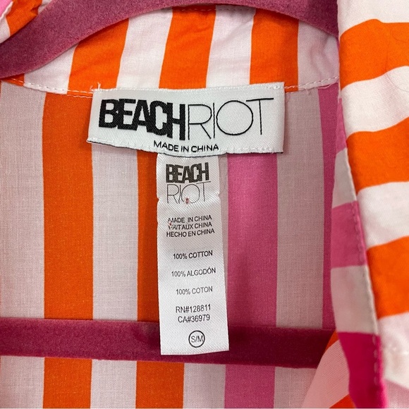 Beach Riot Alexa Striped Button Down Shirt in Sunset Size S/M Swim Coverup - Picture 3 of 11